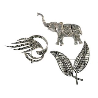 A selection of mainly marcasite jewellery. To include a bracelet designed as a dragon, clasp AF, tog