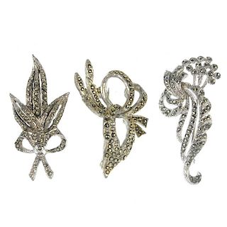 {}A large selection of marcasite jewellery. To include brooches, necklaces, bracelets and rings of v