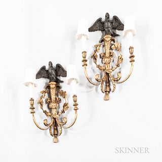 Pair of George III-style Giltwood Two-light Sconces