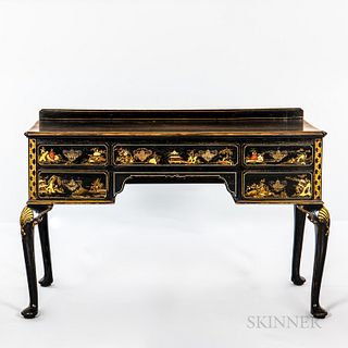 George II-style Black and Gilt Japanned Writing Table