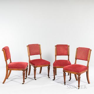 Set of Four Regency-style Walnut Side Chairs