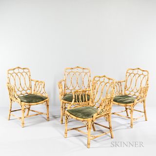 Set of Four Regency-style Faux Bamboo Armchairs
