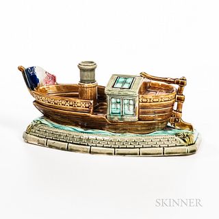 Majolica Boat-form Candlestand