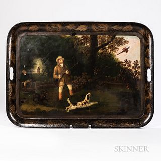 Regency Tole Tray with Hunting Scene