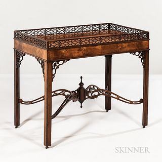 Chinese Chippendale Mahogany Silver Table