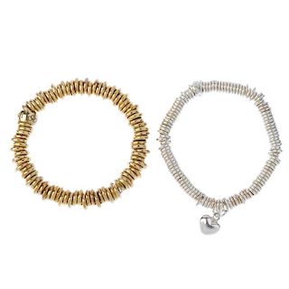 LINKS OF LONDON - two 'Sweetie' charm bracelets. The first gold plated, the second suspending a hear