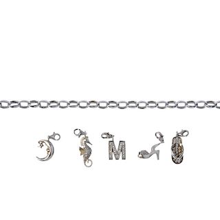 THOMAS SABO - a charm bracelet and charms. The bracelet with lobster clasp and six loose charms, inc