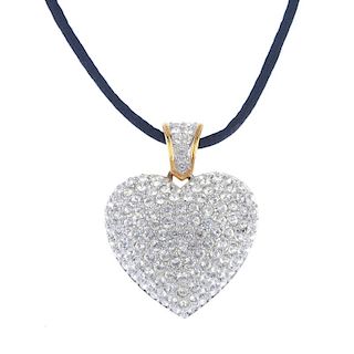 SWAROVSKI - a pendant and ear pendants. To include a colourless paste heart-shape pendant, suspended