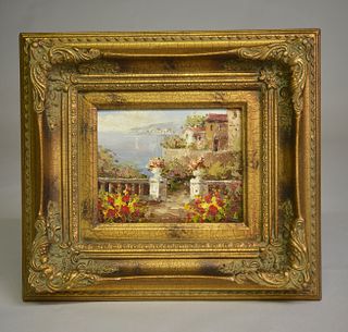 Oil painting in ornate frame