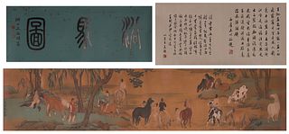 A Chinese horse silk scroll painting, Zhao Mengfu mark