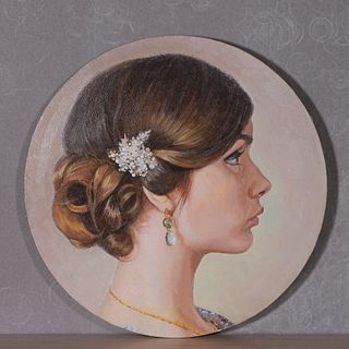 An oil painting of female portrait