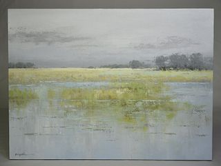 Large oil painting of marsh 35x47