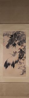 A Chinese rooster painting, Zhang Shuqi mark