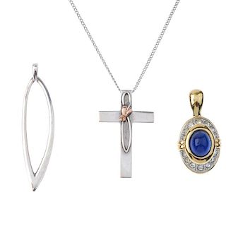 A selection of designer costume jewellery. To include a necklace by Clogau, designed as a cross with