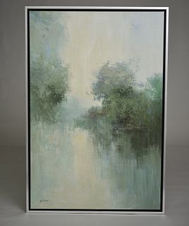 Framed oil painting, by Jan Zhang, 