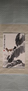 A Chinese mandarin duck painting, Lai Chusheng mark