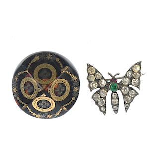 A selection of jewellery. To include a brooch in the shape of a butterfly, the wings set with colour