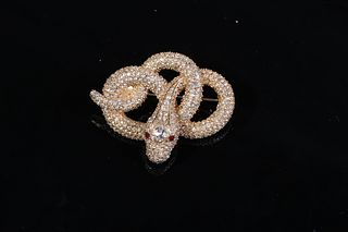 A RJL snake-shaped brooch