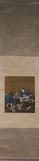 A Chinese figure silk scroll painting