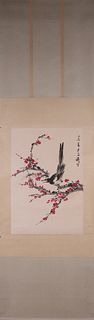 A Chinese magpie and plum blossom painting, Wang Xuetao mark