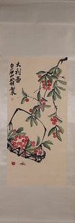 A Chinese lychee painting, Qi Baishi mark