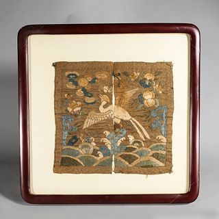 A piece of crane patterned embroidery