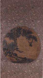 A Chinese monkey silk scroll painting