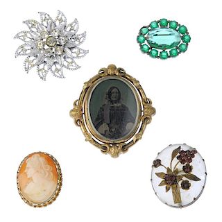 A selection of costume jewellery. To include a pendant designed as a Maltese cross and set with vari