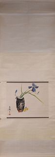 A Chinese orchid painting, Wang Xuetao mark