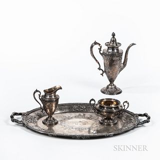 Four-piece Gorham Sterling Silver Floral Coffee Service