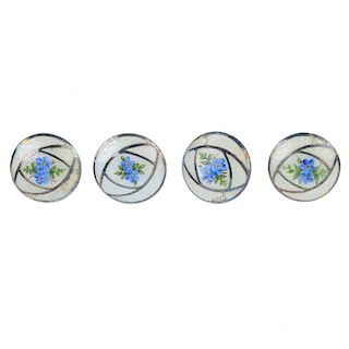 Three sets of early 20th century enamel buttons. To include a set of six silver floral enamel button