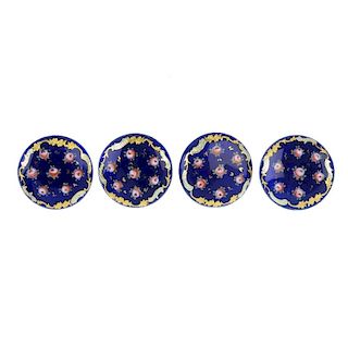 Four late 19th century sets of buttons. To include a set of six stained mother-of-pearl buttons, a f