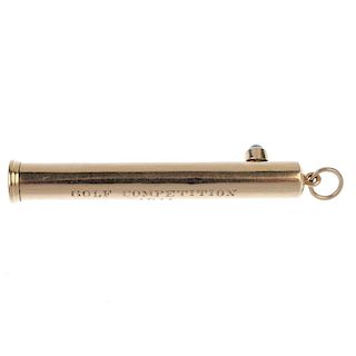 An early 20th century gold retractable pencil. The engraved gold pencil holder reading 'Golf Competi