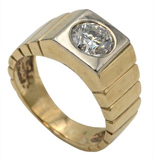 14 Karat Gold Men's Ring, set with diamond, approximately 1.75 carats, size 10 1/8, 12.6 grams.