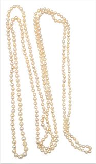 Single Strand of Cultured Pearls, 102 inches, 8.4 millimeters.
