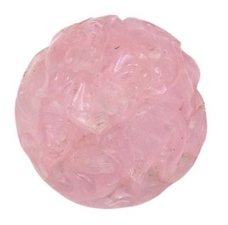 Chinese Pink Tourmaline Carved Pendant, having finely carved foo dogs, diameter 1 inch.