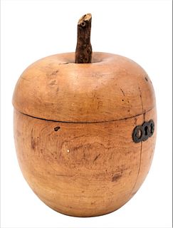 Apple Tea Caddy, one piece of stem off but available, height 6 inches. Provenance: Melindo Campbells.Estate of Wallace Bradway. New Haven, CT.