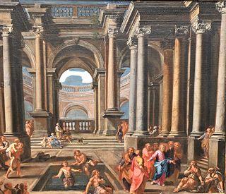 Artist Unknown, Italian School, 18th century, Christ at the Pool of Bethesda, oil on canvas, (relined), unsigned, 23 7/8" x 27 7/8". Provenance: Purch