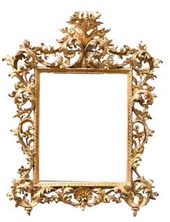 19th Century Rococo Wall Mirror, giltwood and gesso, 33" x 26". Provenance: Estate of Florence Yannios, Cheshire, CT.