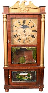 Dyer Wadsworth & Company, eight day triple shelf clock with eagle top, height 37 inches.
