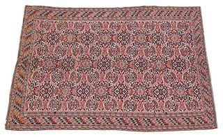 Oriental Throw Rug, flat weave, early 20th century, 4' 2" x 6', some separating.