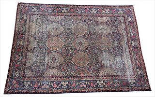 Oriental Carpet, 11' x 15' 4", 20th century, very worn.