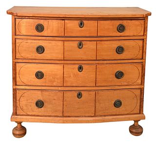 Cherry Chest of Four Drawers, having shaped top and shaped front, set on later ball feet, chestnut drawers, probably Rhode Island, 18th century, heigh