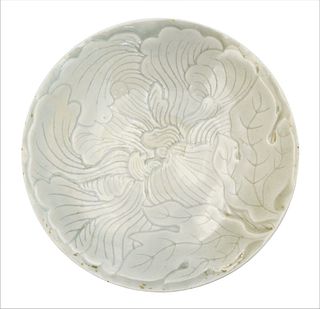 Chinese Footed Dish, possibly Song Dynasty, height 1 inch, diameter 5 1/2 inches.