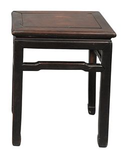Chinese Hardwood Stand, having rectangular top on simple legs, probably 18th/19th century, height 20 1/4 inches, top 12" x 16".