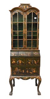 Chinoiserie Decorated Cabinet, having two glazed doors over six drawers, set on base with cabriole legs, late 19th century, 65 1/2" x 22", gift of Mrs