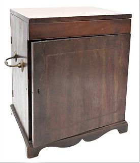 Mahogany Doctors Medicine Traveling Chest, double sided, doors open to fitted bottle holders and drawers, height 15 3/4 inches, top 10" x 13".