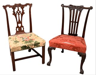 Two Mahogany Chippendale Style Chairs.