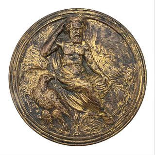 Bronze of Zeus Seated in Clouds, diameter 3 inches. Provenance: Morton & Eden, LTD., London, 2013. Estate of Wallace Bradway, New Haven, CT.