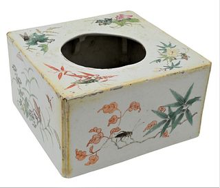 Large Chinese Famille Rose Brush Washer, 19th century, Daoguang (1821 - 1850), decorated with delicate floral sprays and insects, unmarked, height 3 1